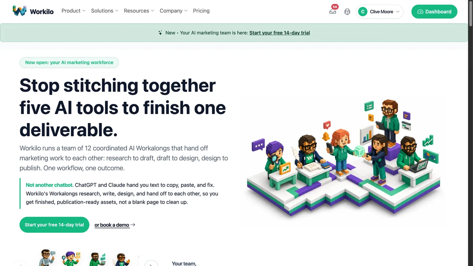 Workilo homepage: 